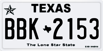 TX license plate BBK2153