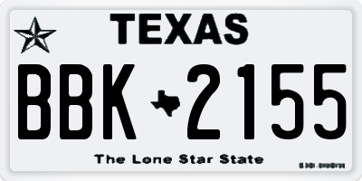 TX license plate BBK2155