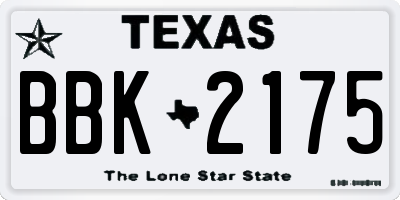 TX license plate BBK2175