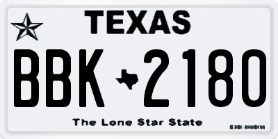 TX license plate BBK2180