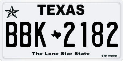TX license plate BBK2182