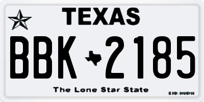 TX license plate BBK2185