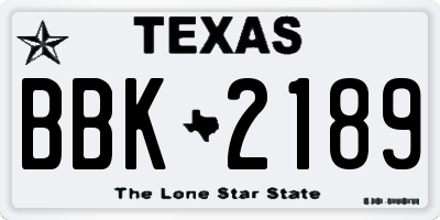 TX license plate BBK2189