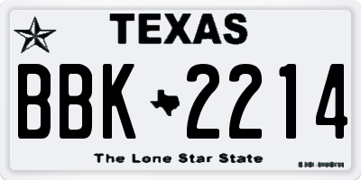TX license plate BBK2214