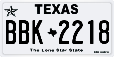 TX license plate BBK2218