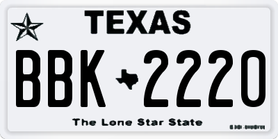 TX license plate BBK2220