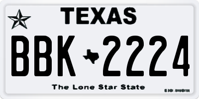 TX license plate BBK2224