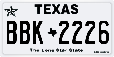 TX license plate BBK2226