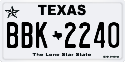 TX license plate BBK2240