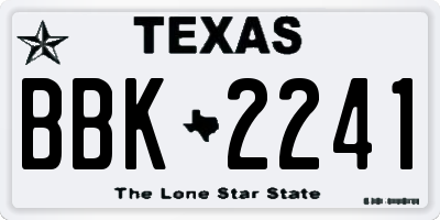 TX license plate BBK2241