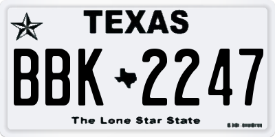 TX license plate BBK2247
