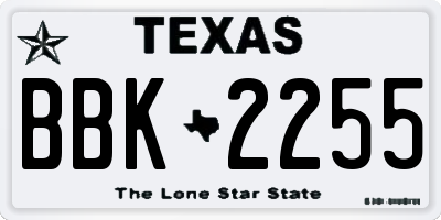 TX license plate BBK2255