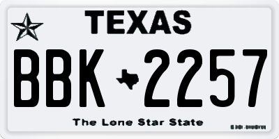 TX license plate BBK2257