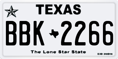 TX license plate BBK2266