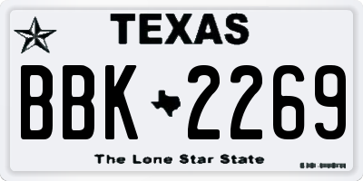 TX license plate BBK2269