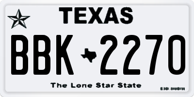TX license plate BBK2270