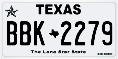 TX license plate BBK2279