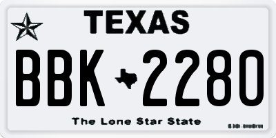 TX license plate BBK2280