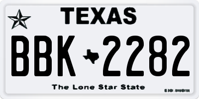 TX license plate BBK2282