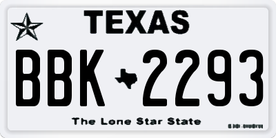TX license plate BBK2293