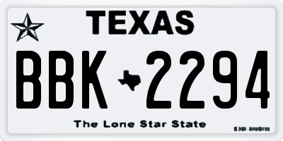 TX license plate BBK2294