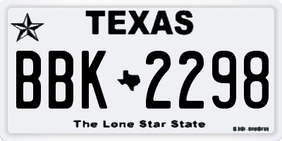 TX license plate BBK2298