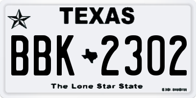 TX license plate BBK2302