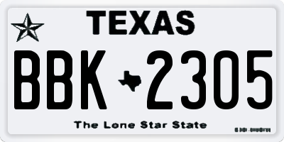 TX license plate BBK2305