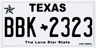 TX license plate BBK2323