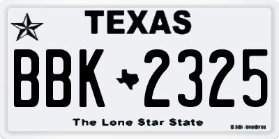 TX license plate BBK2325