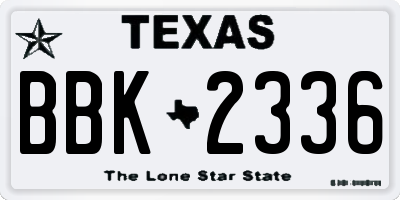 TX license plate BBK2336