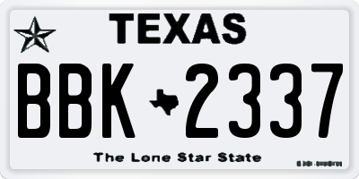 TX license plate BBK2337