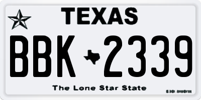 TX license plate BBK2339