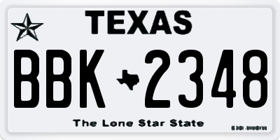 TX license plate BBK2348