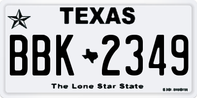 TX license plate BBK2349