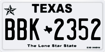 TX license plate BBK2352
