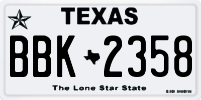 TX license plate BBK2358