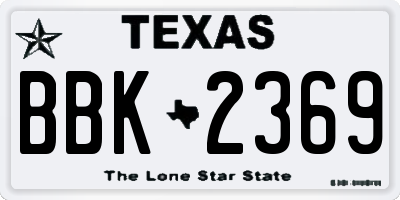 TX license plate BBK2369