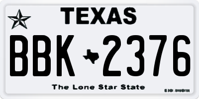 TX license plate BBK2376