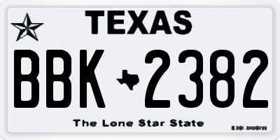 TX license plate BBK2382