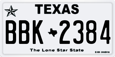TX license plate BBK2384