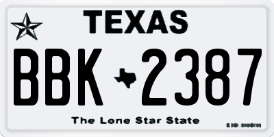 TX license plate BBK2387