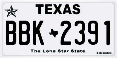 TX license plate BBK2391
