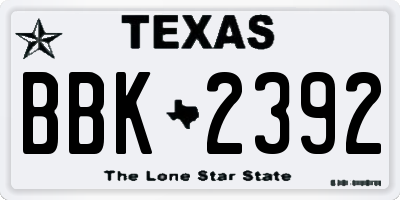 TX license plate BBK2392