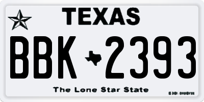 TX license plate BBK2393