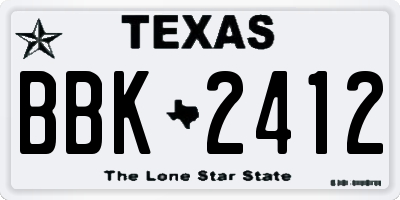 TX license plate BBK2412