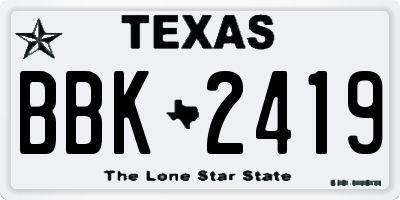 TX license plate BBK2419