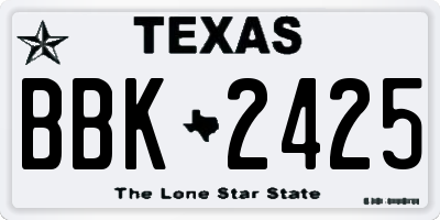 TX license plate BBK2425