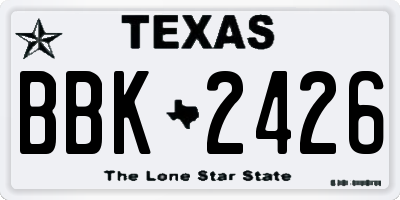 TX license plate BBK2426