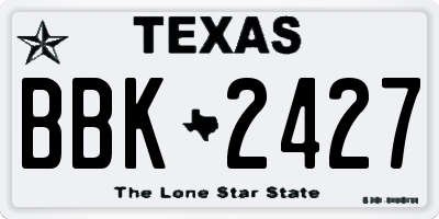 TX license plate BBK2427